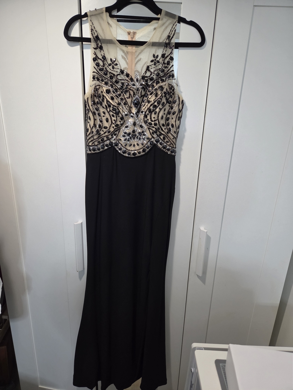 Dave & Johnny Beaded Black & Nude Evening Gown - Picture 2 of 12